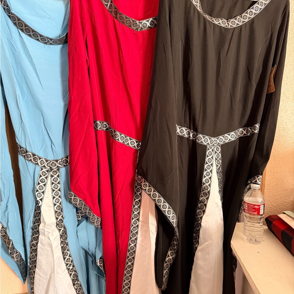 Elegant Black, Red, and Blue Maxi Dress